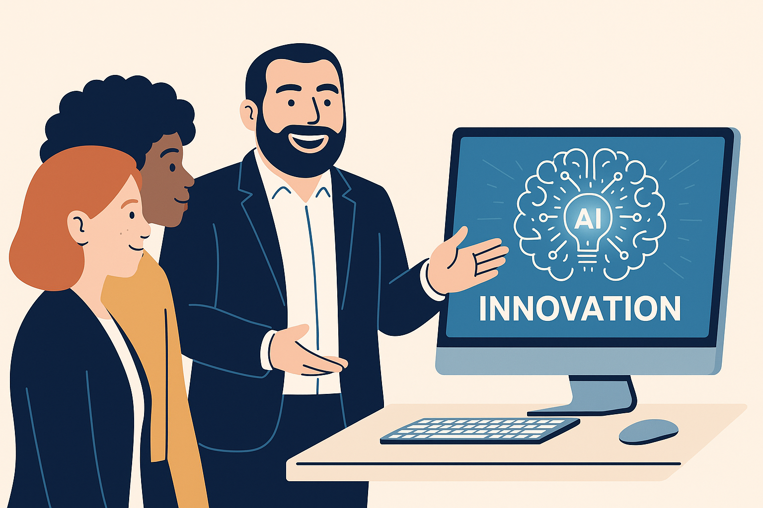 Ilustração de inovação e reunião